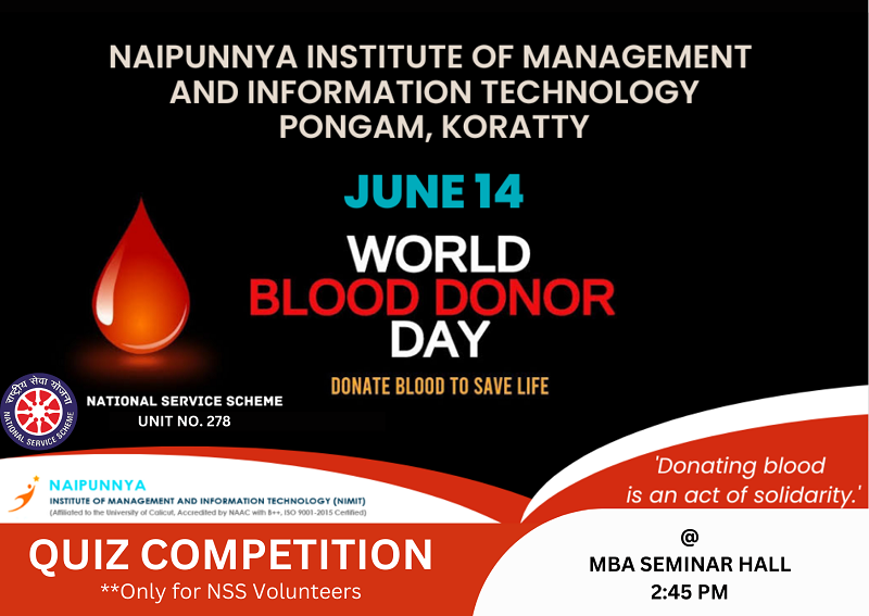 World Blood Donors Day Quiz Competition – Naipunnya Institute Of ...