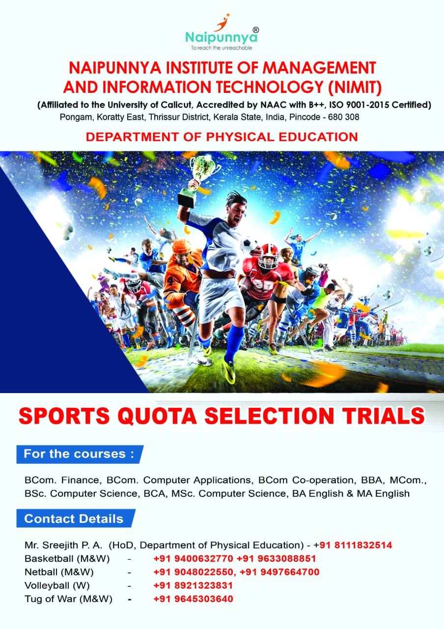 Applications Invited Under Sports Quota -2021 - Naipunnya Institute of ...